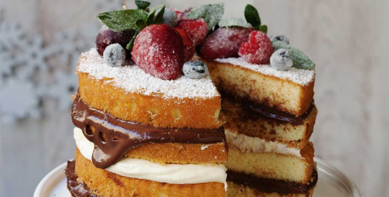 Layered Sponge Cake with Frosted Berries Recipe | Woolworths