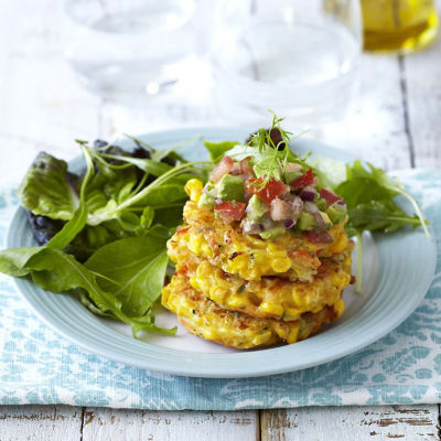 Corn Fritters With Avocado Salsa