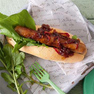 Aussie Beef Sausages with Onion Relish