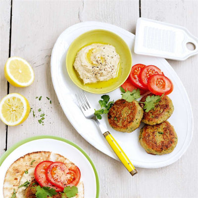 Chickpea Falafel with Spicy Hummus