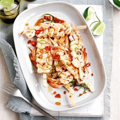 Prawn Skewers with Beer & Lime