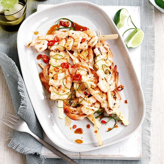 Prawn Skewers with Beer & Lime