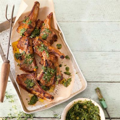 Smokey Lamb Cutlets with Fresh Mint Sauce
