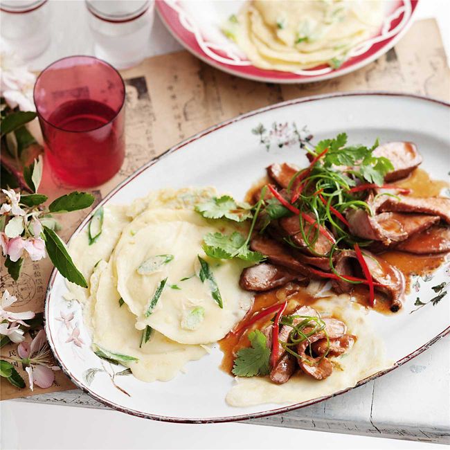 Hoisin Lamb with Shallot Pancakes