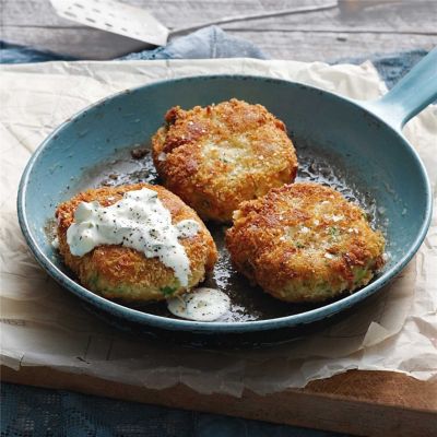 Smoked Fish Cakes with Yoghurt Sauce