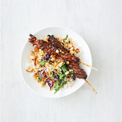 Cheat's Honey Soy Kebab Rice Bowls with Cashews