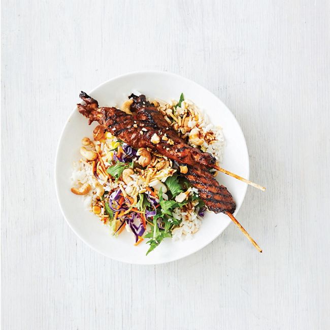Cheat's Honey Soy Kebab Rice Bowls with Cashews
