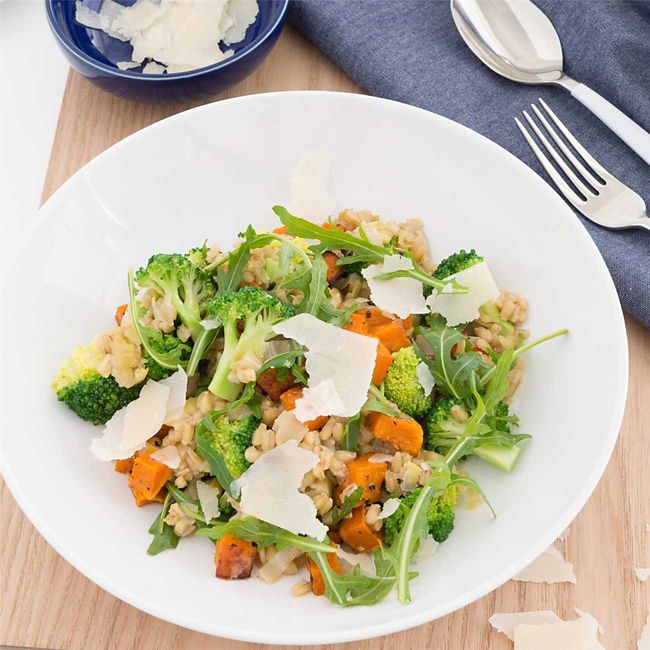 Pearl Barley, Pumpkin, Rocket & Parmesan Pilaf