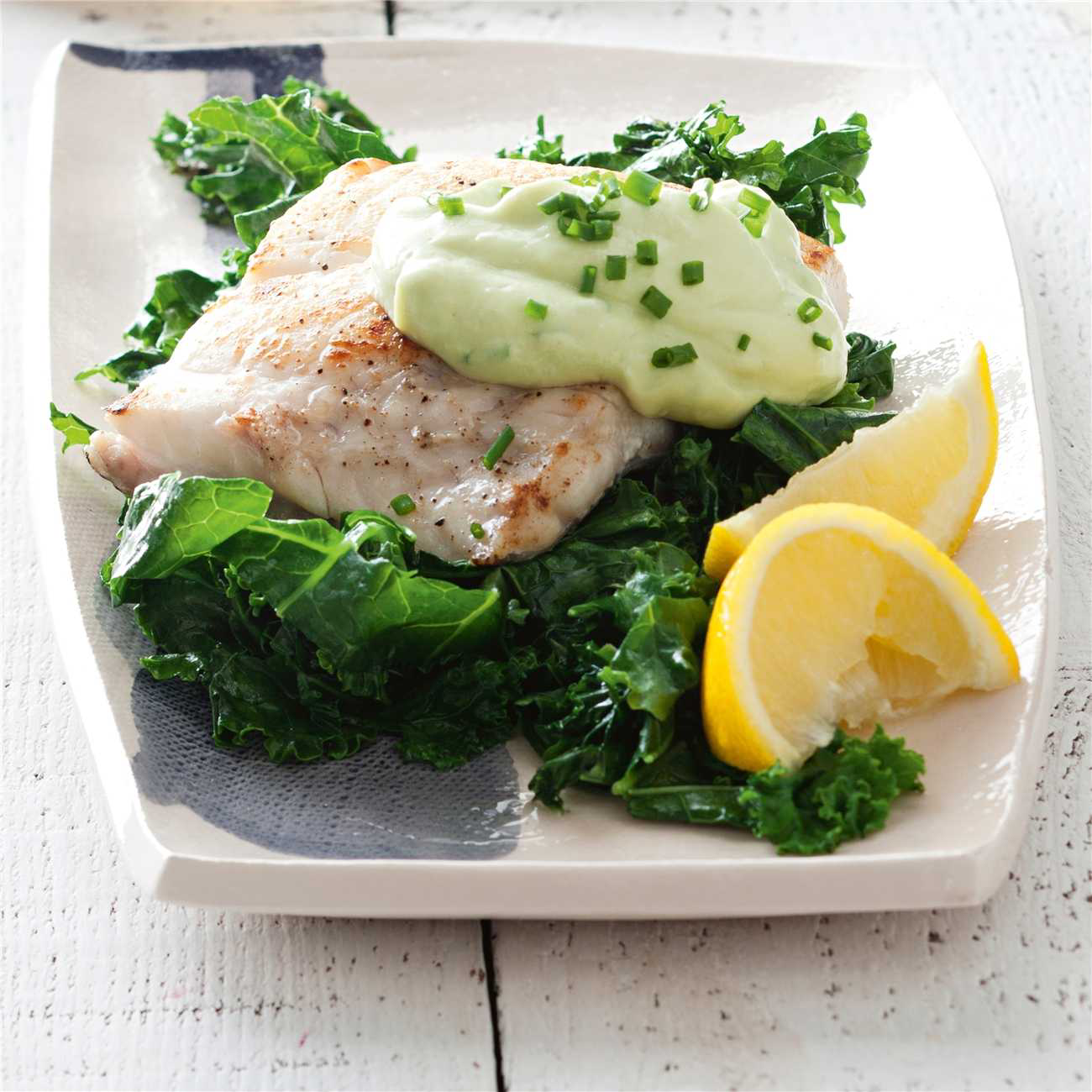 Fish & Kale with Avocado Sauce