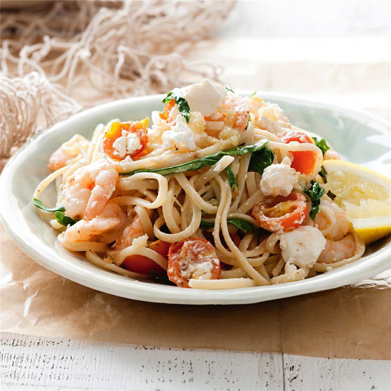Prawn and garlic linguine