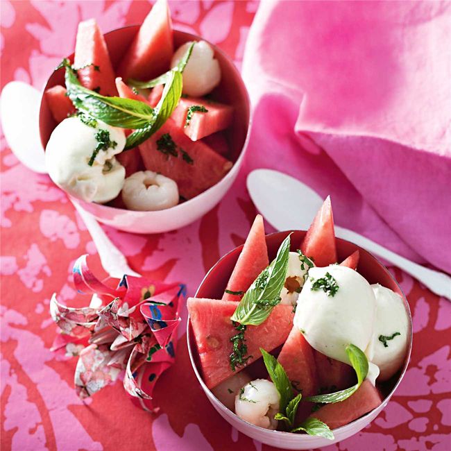 Lychee & Watermelon with Mint Syrup