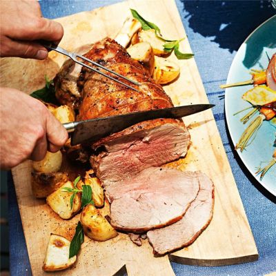 Easy Carve Baked Lamb & Mint Pea Pesto