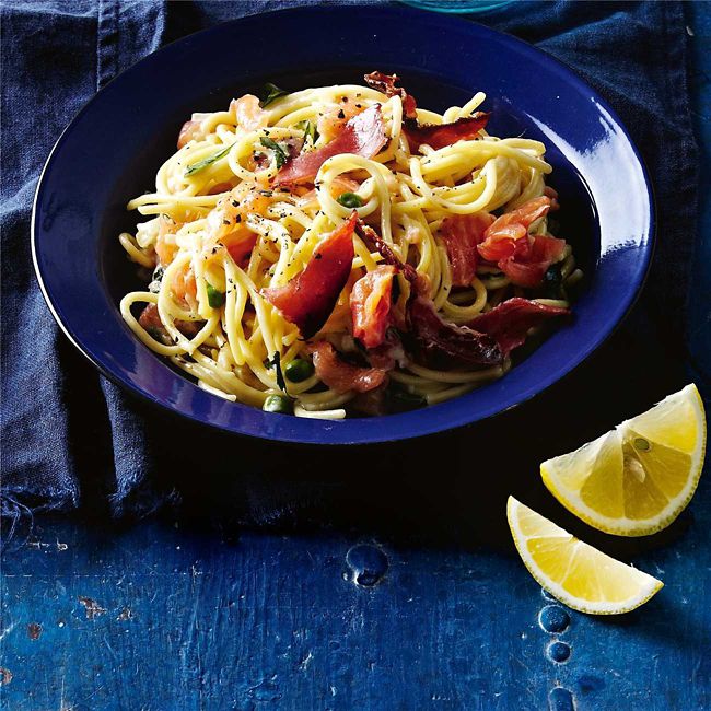 Smoked Salmon Spaghetti, with Persian Feta & Rocket