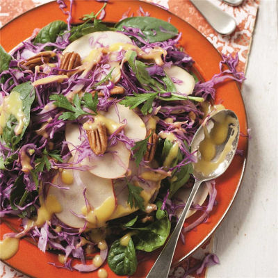 Apple, Cabbage & Spinach Salad with Pecan