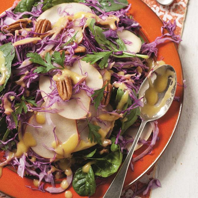 Apple, Cabbage & Spinach Salad with Pecan