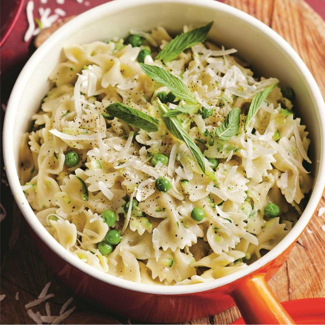 Farfalle with Vegetable Carbonara Sauce