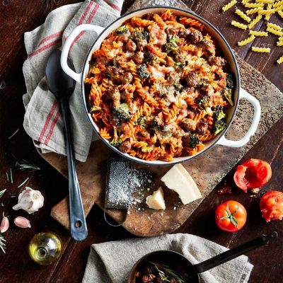 Fusilli Pasta Bake With Italian Sausage & Broccoli