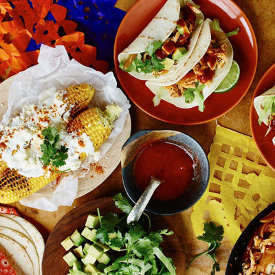 Chicken Tinga Soft Tacos With Grilled Mexican Street Corn