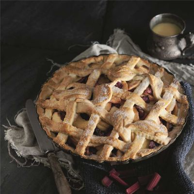 Latticed Rhubarb & Apple Pie