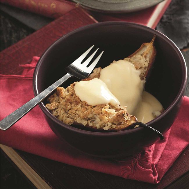 Stuffed Pears with Custard