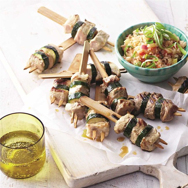 Pork Kebabs with Sweet & Sour Rice