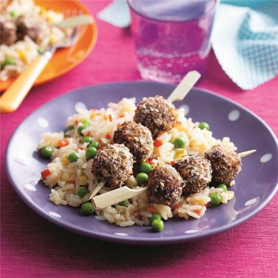Meatball Skewers & Rice