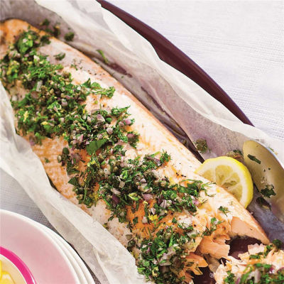 Barbecued Salmon with Herbs & Capers