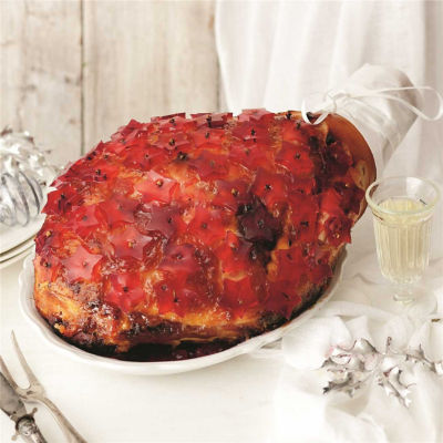 Glazed Leg of Ham with Cranberry Stars