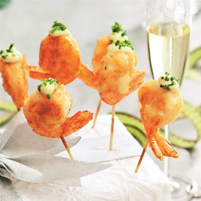 Tempura Prawn Skewers & Wasabi Sauce