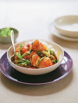 Chilli Scallops With Gai Lan