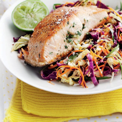 Barbecued Salmon with Asian Slaw
