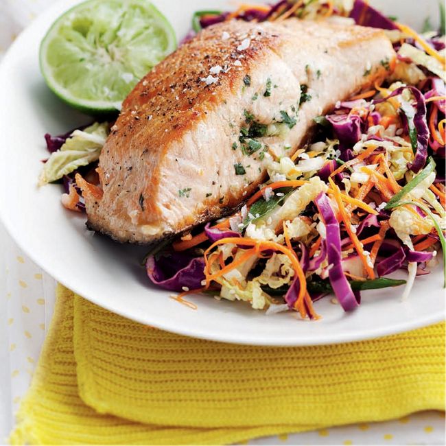 Barbecued Salmon with Asian Slaw