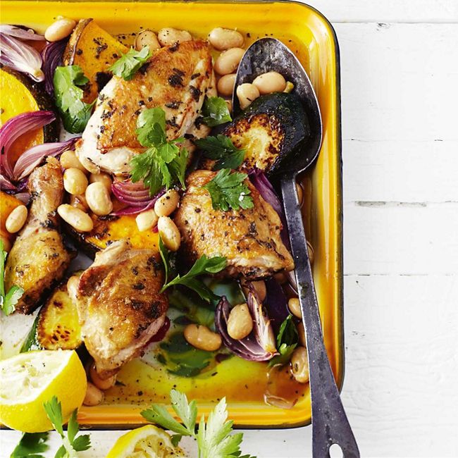 Roast Chicken Pieces with Sage & Pumpkin
