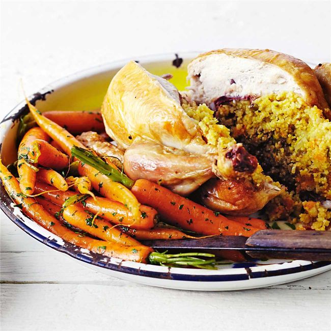 Roast Chicken with Couscous Stuffing