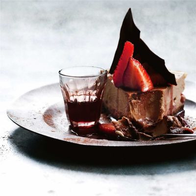 Baked Chocolate-Strawberry Cheesecake