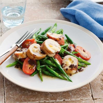 Camembert Chicken with Bean Salad