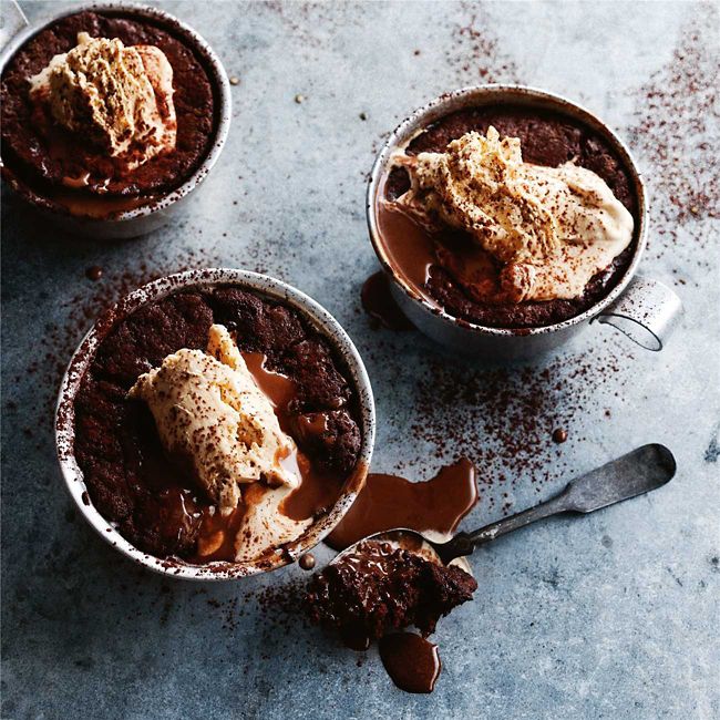 Mocha-Rum Self-Saucing Puddings