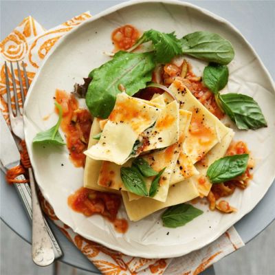 Ravioli with Tomato & Zucchini Sauce