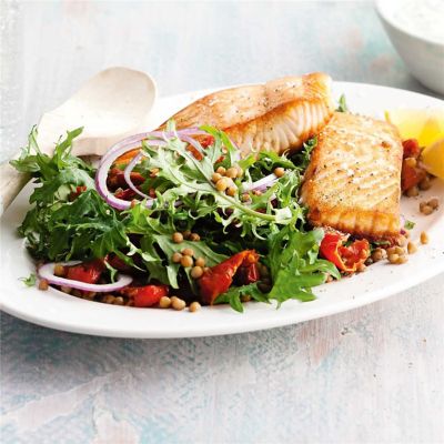 Crispy Salmon with Dill Dressing