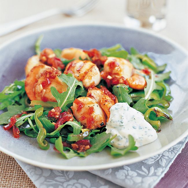 Scallops With Coriander Yoghurt