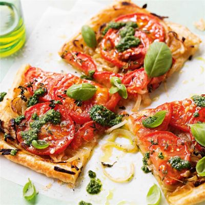 Tomato Tart with Kale Pesto