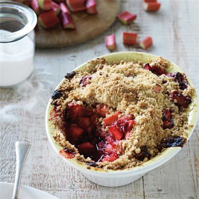 Rhubarb, Raspberry & Apple Crumble