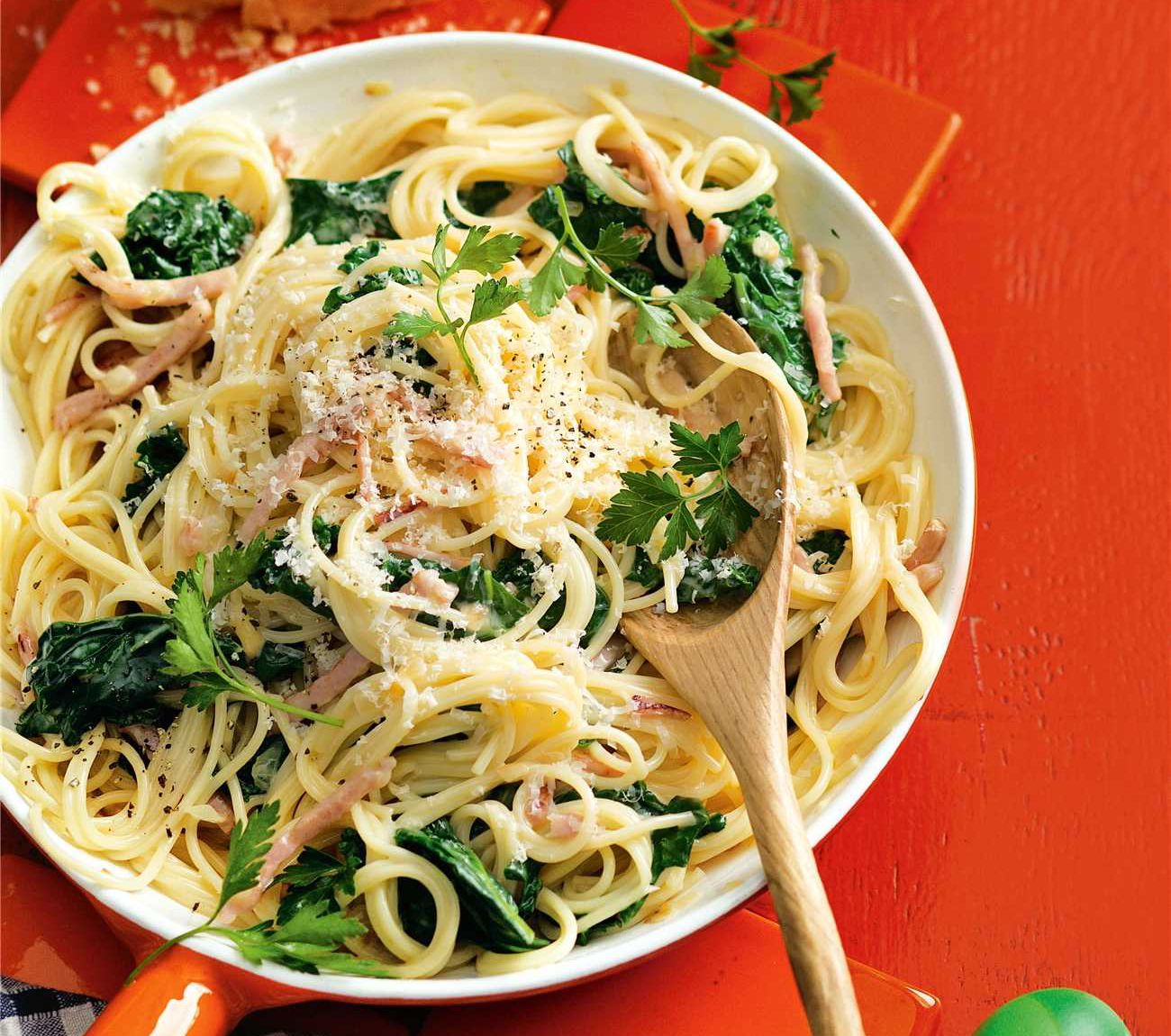 Kale Pasta Carbonara Recipe | Woolworths