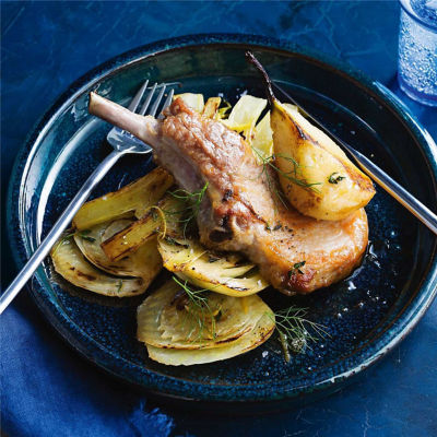 Pork Loin Cutlets with Pear & Fennel Braise