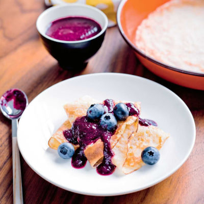 Crepes with Blueberry Sauce