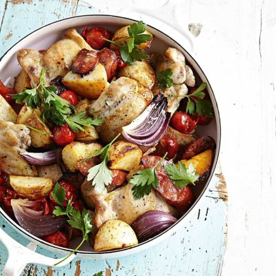 One-Pan Baked Chicken & Chorizo