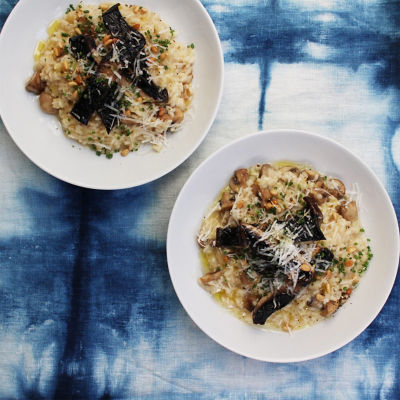 Easy Risotto With Baked Mushrooms