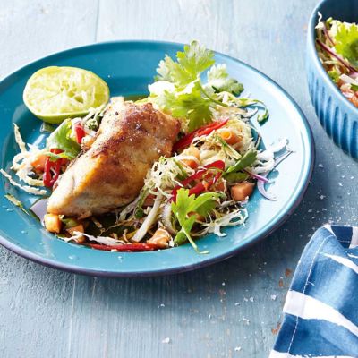 Crispy Fish With Papaya & Coconut Salsa