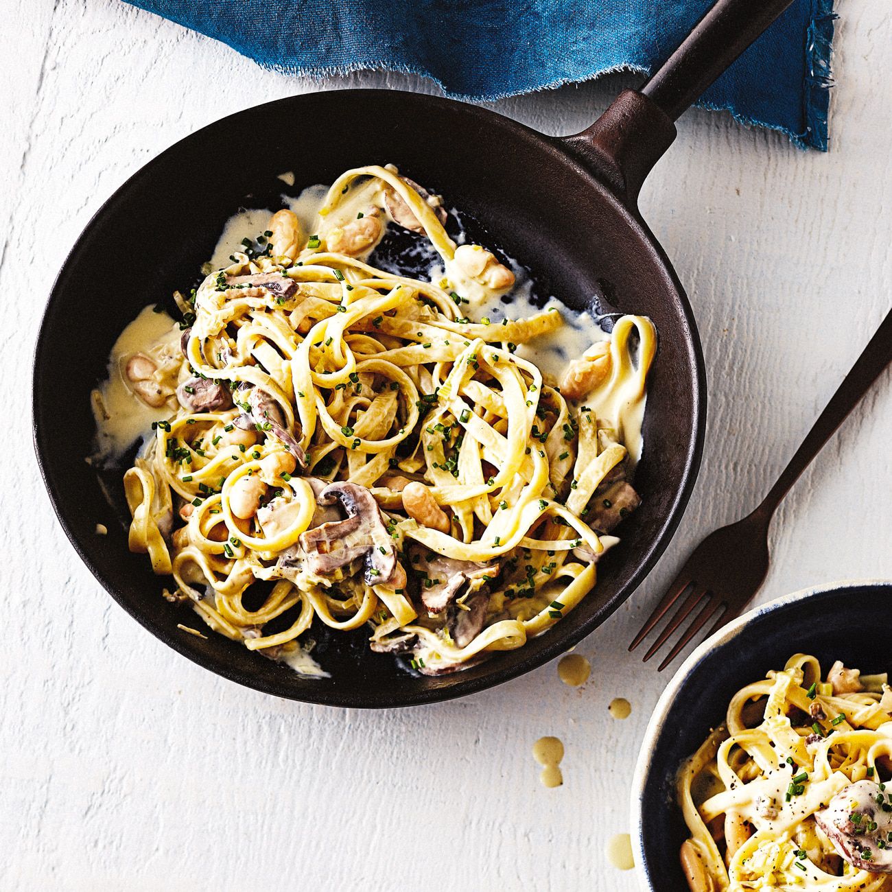 Bean & Mushroom Fettuccine Recipe 