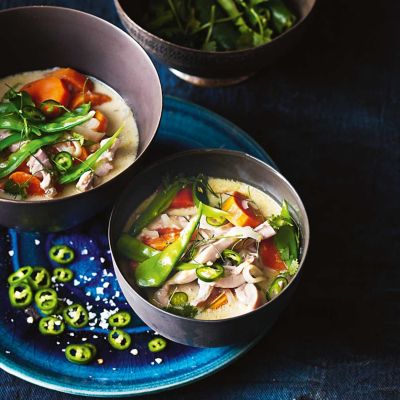 Thai Sweet Potato, Coconut & Chicken Soup